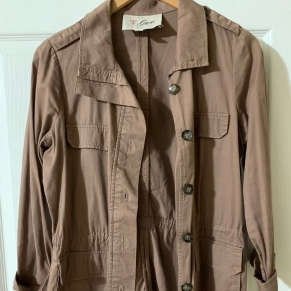 Guess Clay Trench-Style Shacket Coat Size Medium Preloved